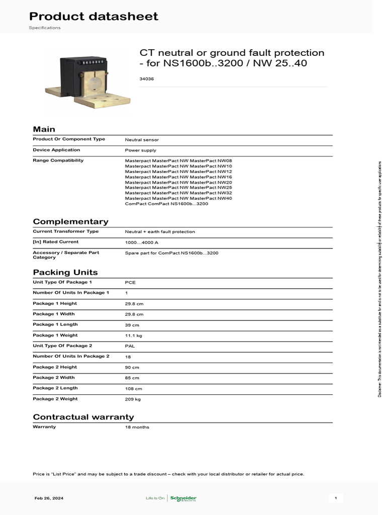 Schneider Electric - MasterPact-NW - 34036 | PDF