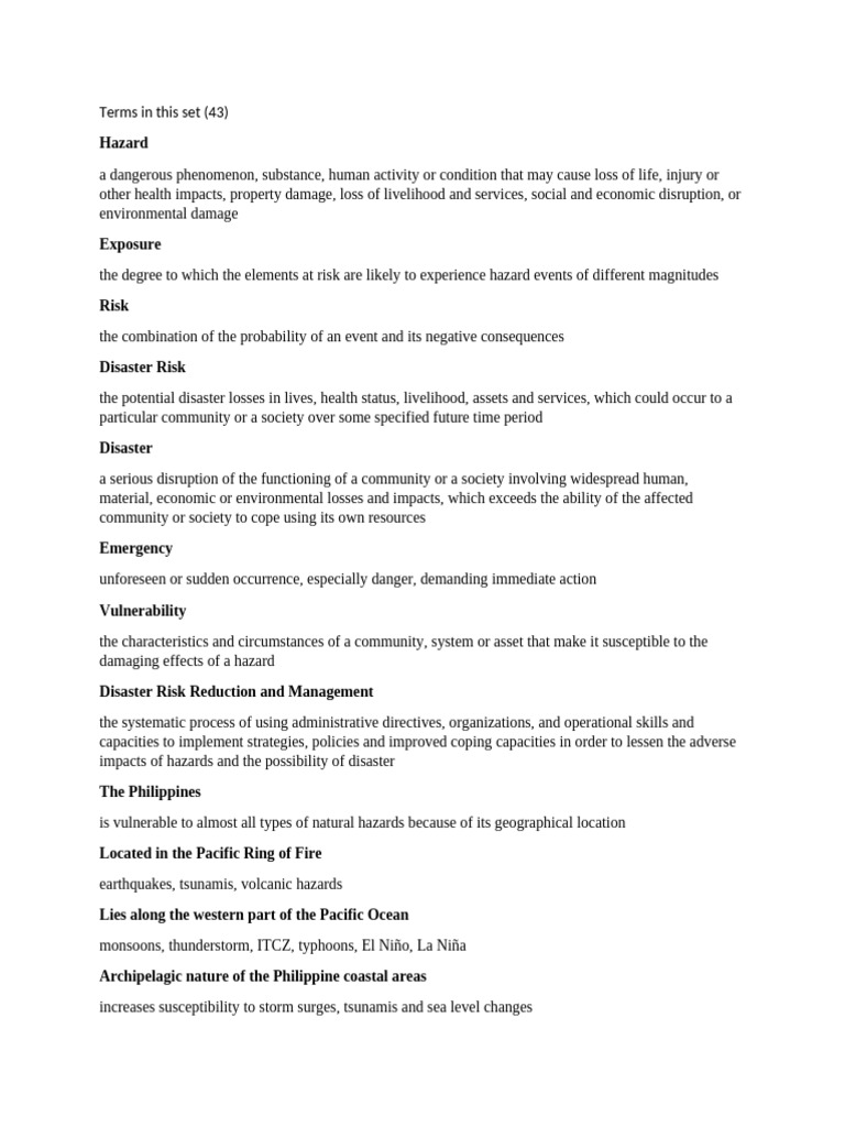 DISASTER_RISK_TERMS | PDF | Natural Disasters | Hazards