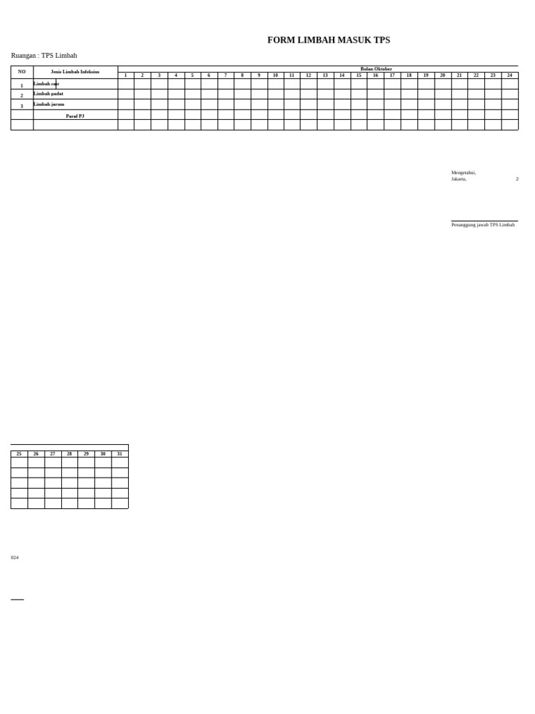 Form Limbah Masuk TPS | PDF