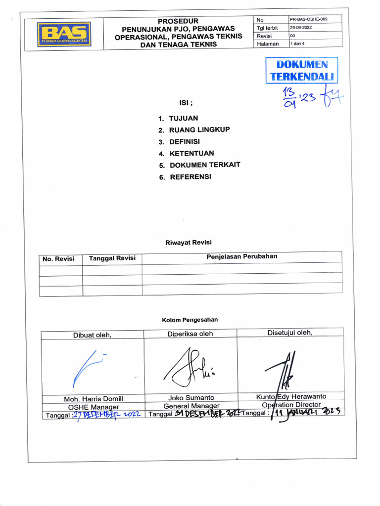 Prosedur Penunjukan PJO dan Pengawas | PDF