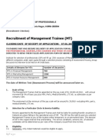 Recruitment of Management Trainee (MT)