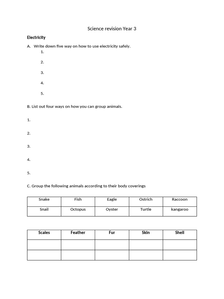 Year 3 Science Revision Guide | PDF | Language Arts & Discipline