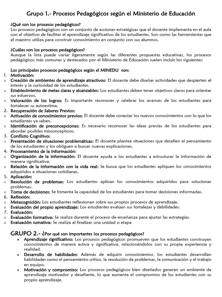 Procesos Pedagógicos en Educación | PDF | Evaluación | Maestros