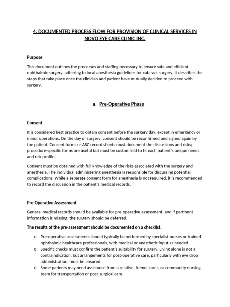 Documented Process Flow For Provision of Clinical Services in The ...