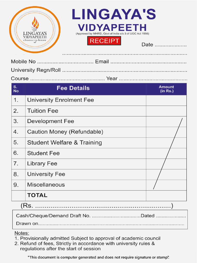 Fee Receipt | PDF