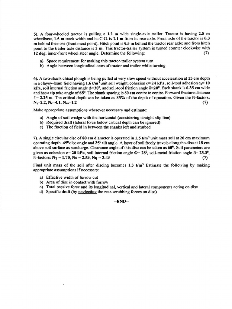 AG60109 Soil Dynamics and Tillage and Traction EA 2018 | PDF