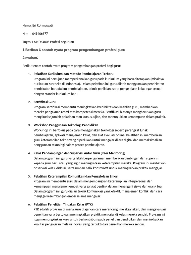 Program Pengembangan Profesi Guru | PDF | Karier & Perkembangan ...