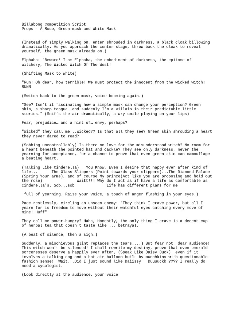 Billabong Competition Witch Script | PDF