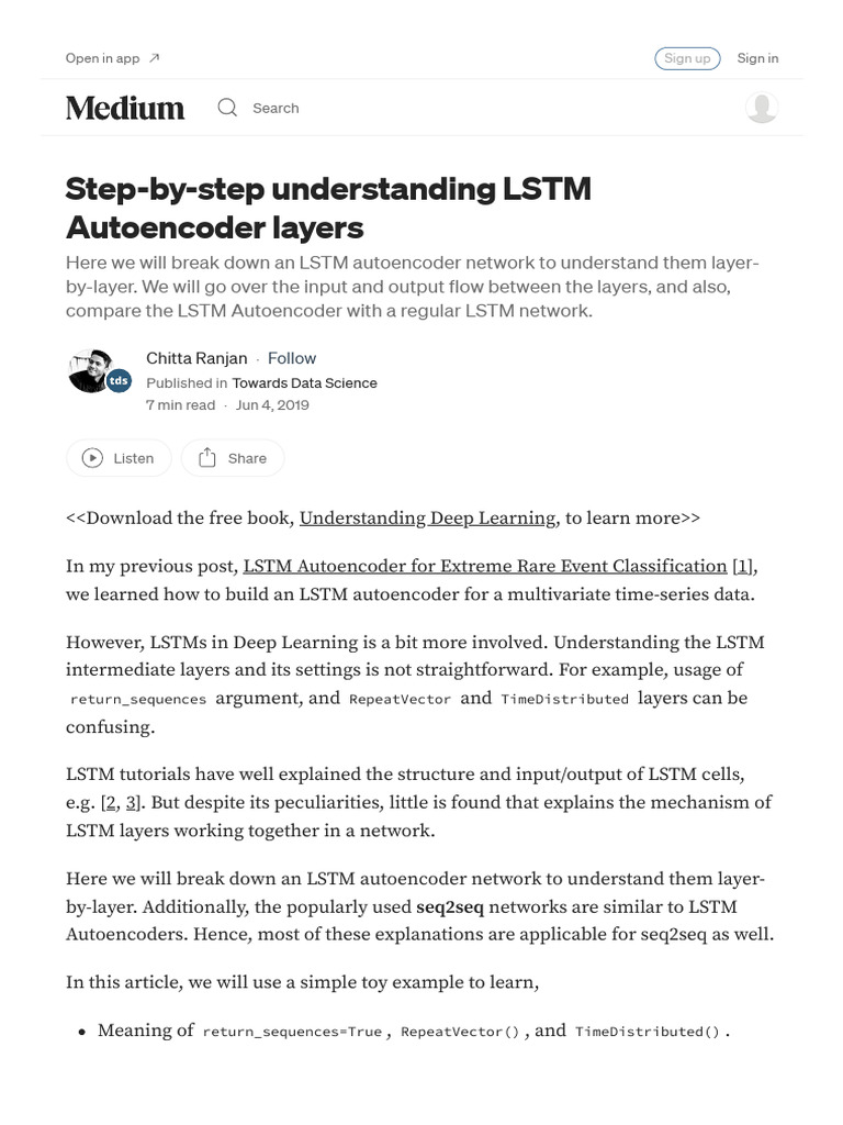 Step-By-step Understanding LSTM Autoencoder Layers - by Chitta Ranjan ...
