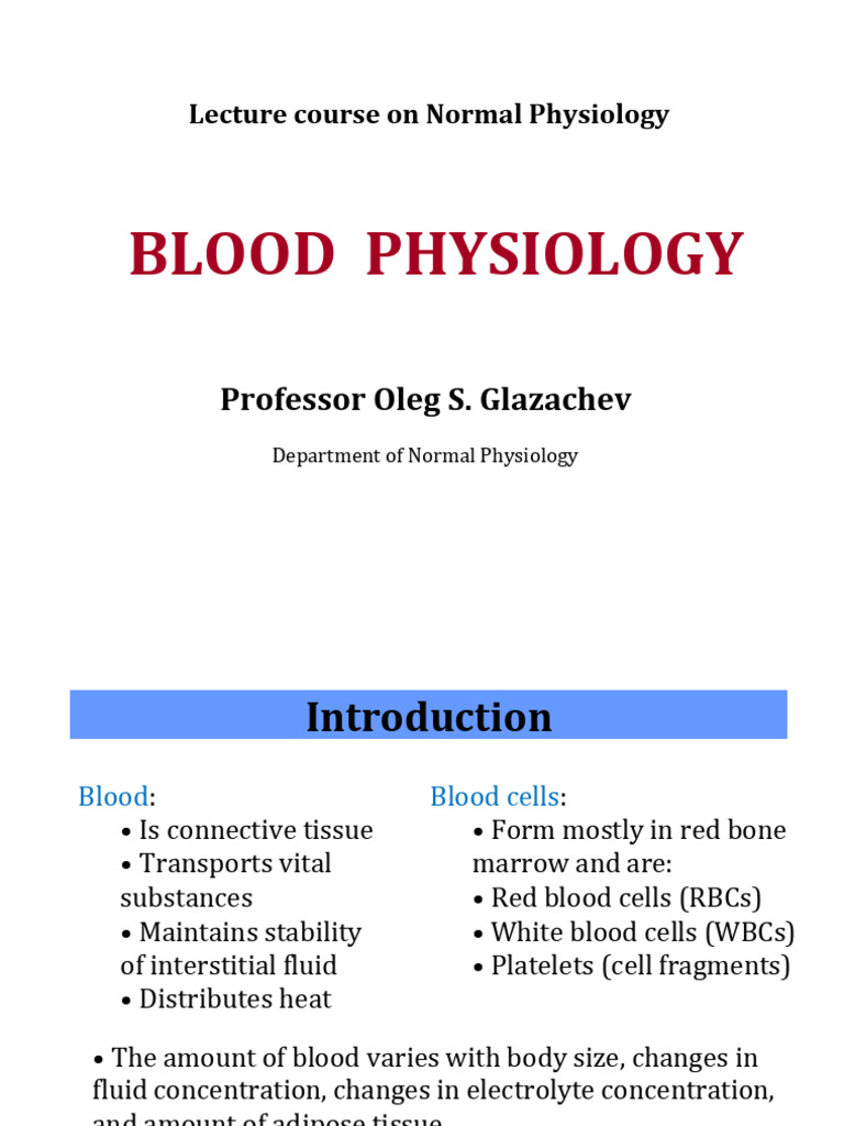 Blood Physiology Overview and Functions | PDF | Coagulation | Blood Type