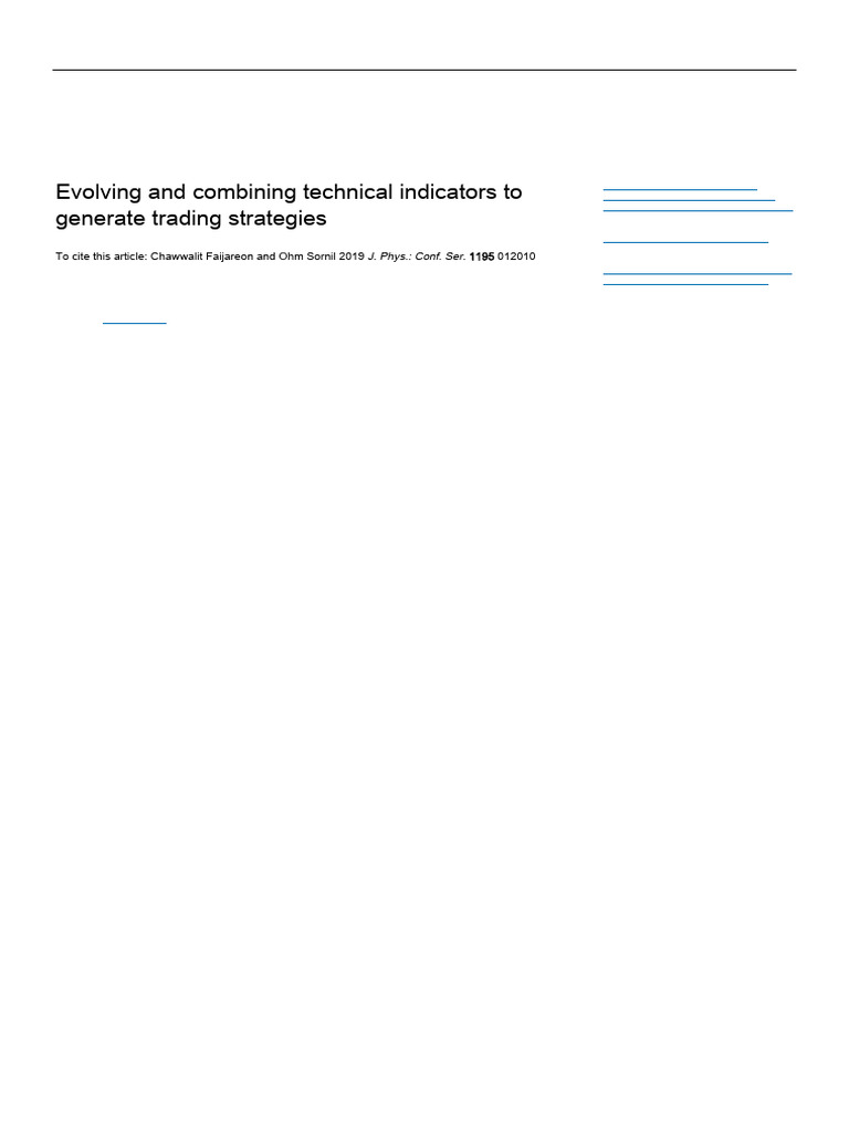 Evolving Technical Indicators for Trading | PDF | Technical Analysis