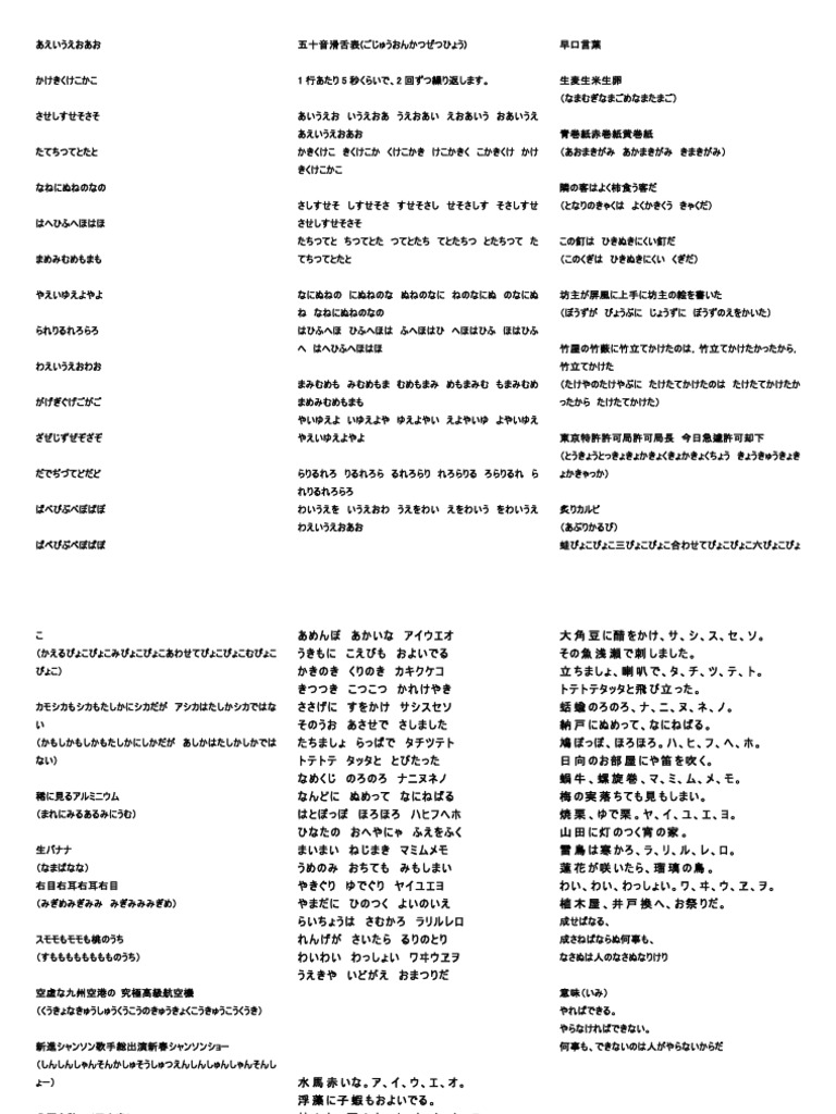 おあいうえ 発声練習 | PDF