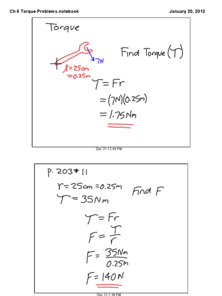 Torque Problems in Chapter 6 | PDF
