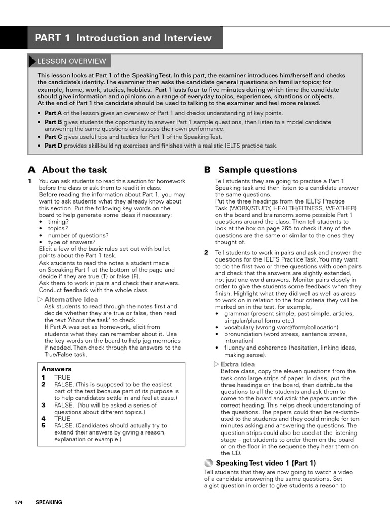 IELTS Speaking Part 1 Overview Guide | PDF | International English ...