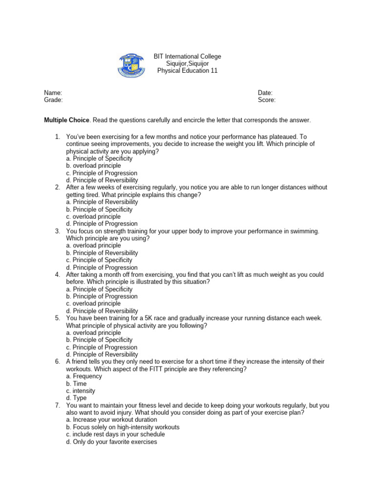 PE11 MIDTERM EXAM | PDF | Strength Training | Physical Fitness
