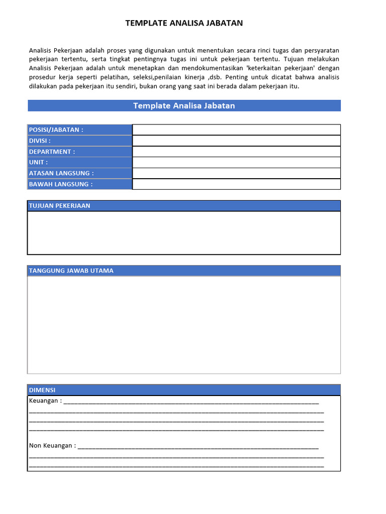 Template Analisis Jabatan Lengkap | PDF