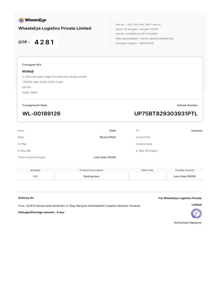Builty WL-00189126 | PDF