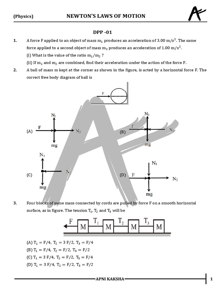 Newton's Laws of Motion Exercises | PDF | Force | Tension (Physics)