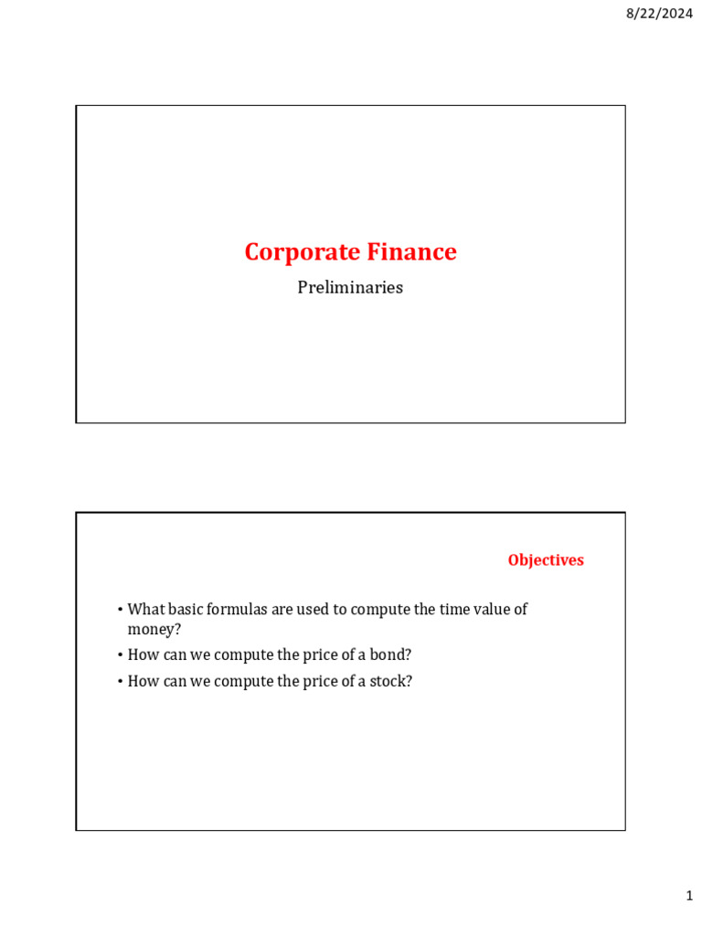 Time Value of Money in Corporate Finance | PDF | Time Value Of Money ...