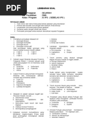 Soal Sejarah Xi 9