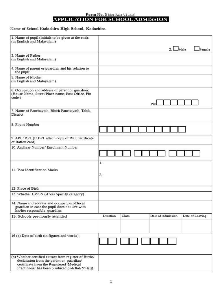 School Admission Application Form | PDF
