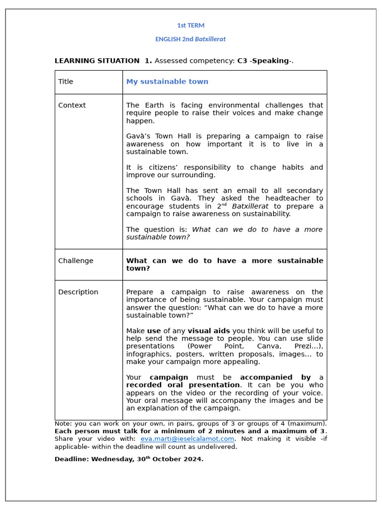 Learning Situation 1 c3 Speaking 1st Term | PDF | Human Communication