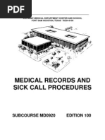 Download US Army Medical Course MD0920-100 - Medical Records and Sick Call Procedures by Georges SN7886610 doc pdf