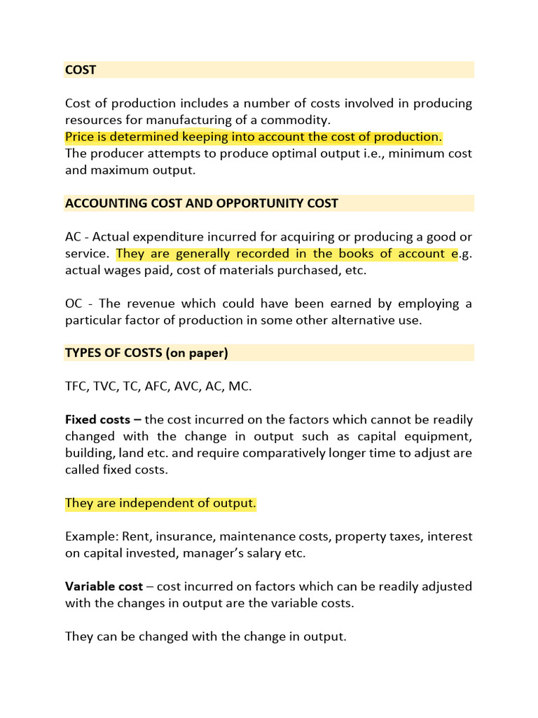 Unit 3 cost pdf production function average cost
