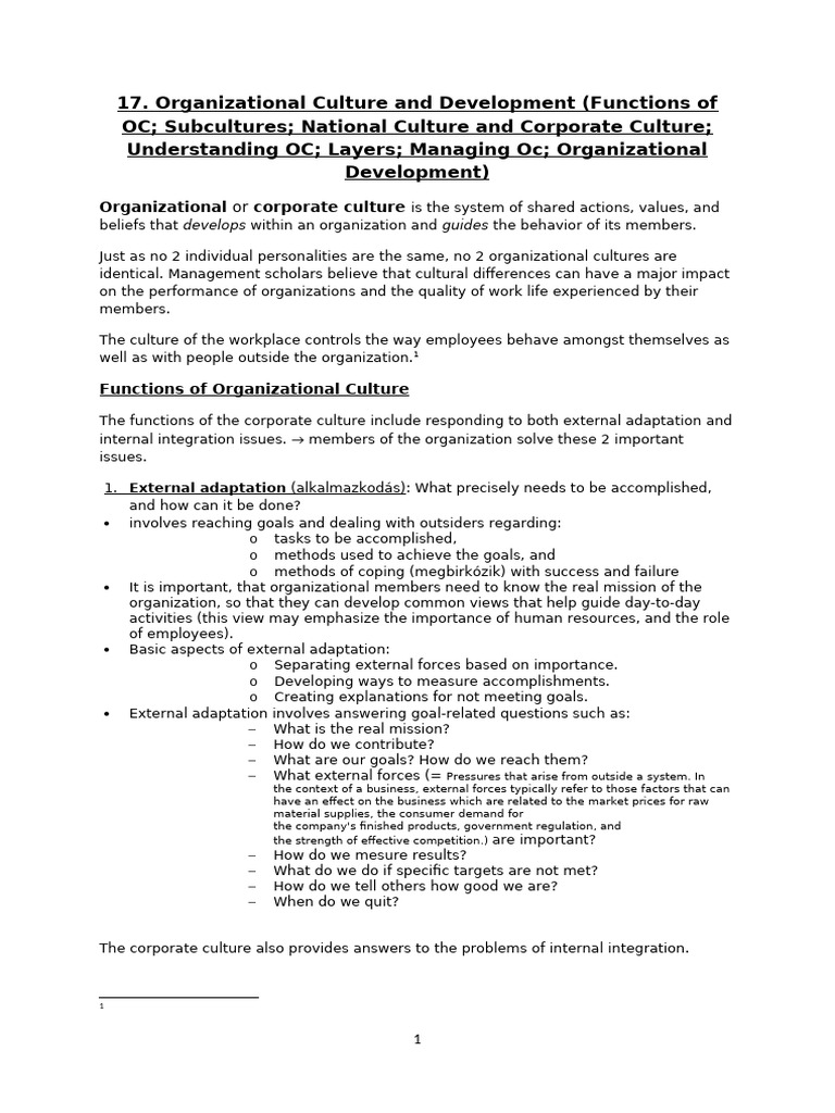 Understanding Organizational Culture Dynamics | PDF | Organizational ...