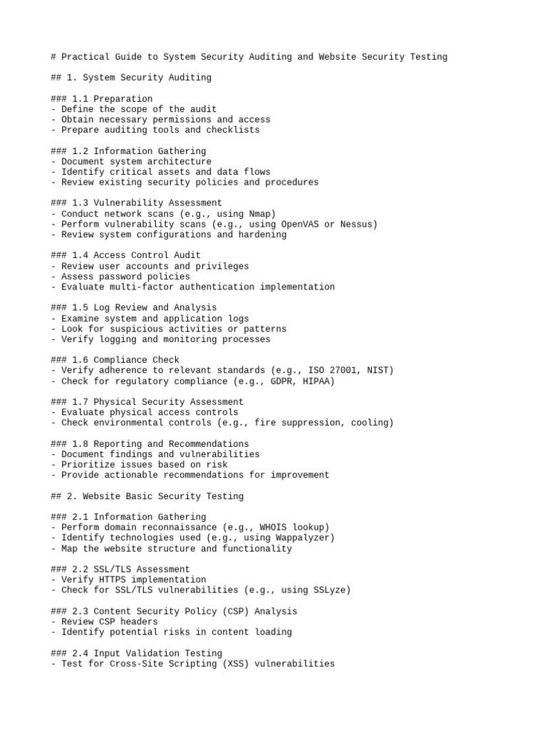System Security Audit & Testing Guide | PDF | Computer Security | Security