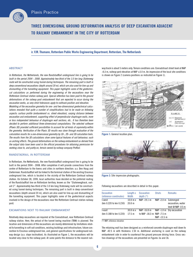 Geotechnical Analysis of Rotterdam Excavations | PDF | Deformation ...