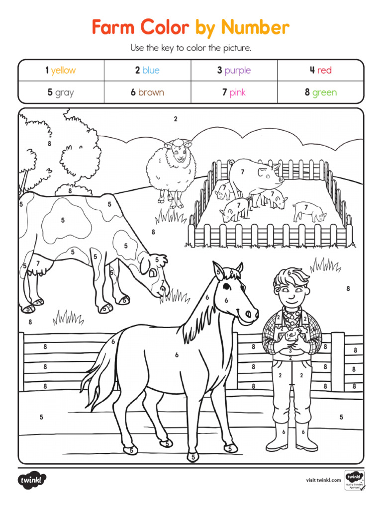 Color Farm Color by Numbers Activity | PDF | Color | Visual Perception