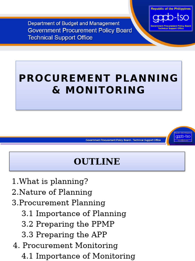 02 Proc Planning & Monitoring.11072017 | PDF | Procurement | Business