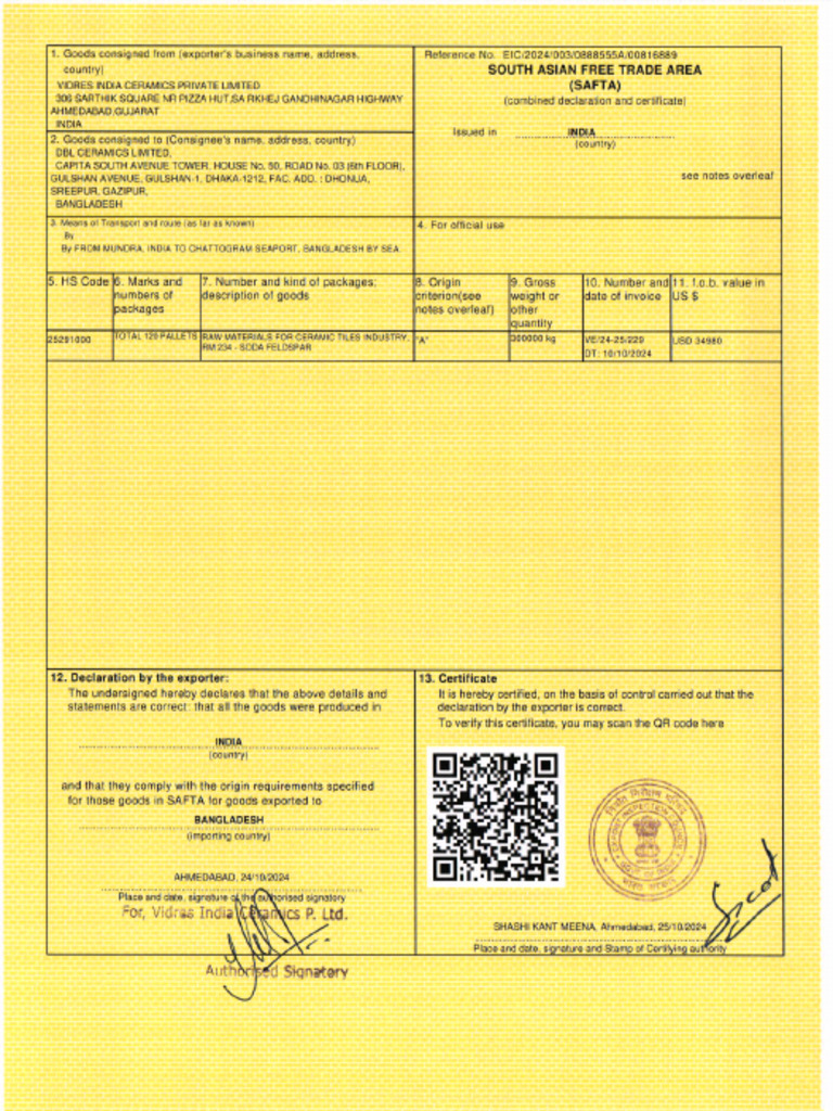 SAFTA Inv No. 233 Customer | PDF