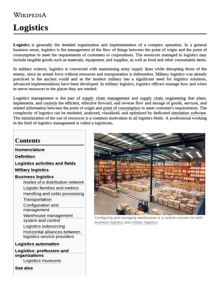 Logistics | PDF | Logistics | Warehouse