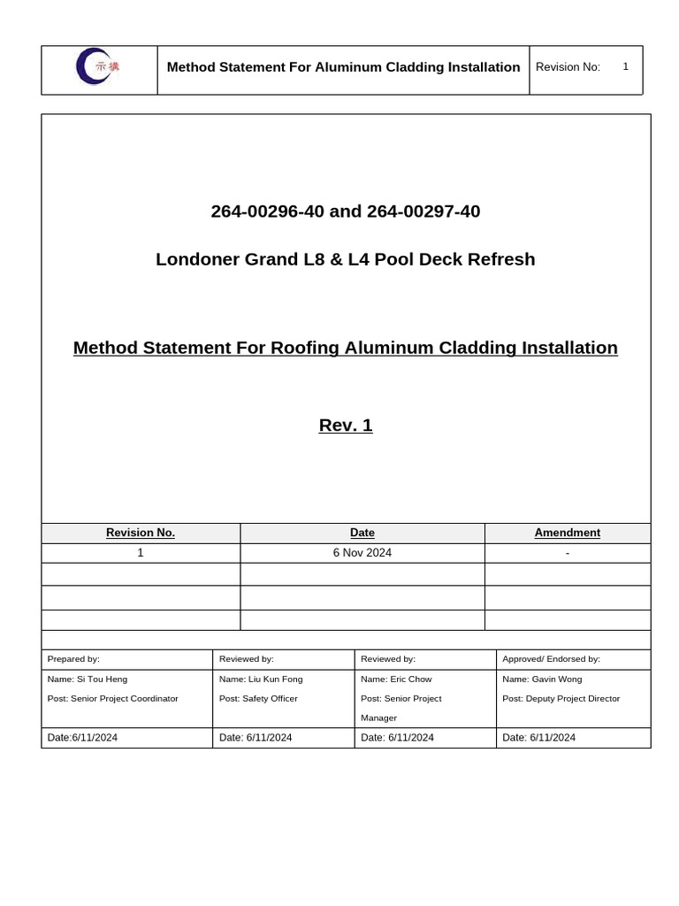 Aluminum Cladding Installation Method Statement | PDF | Coating | Welding
