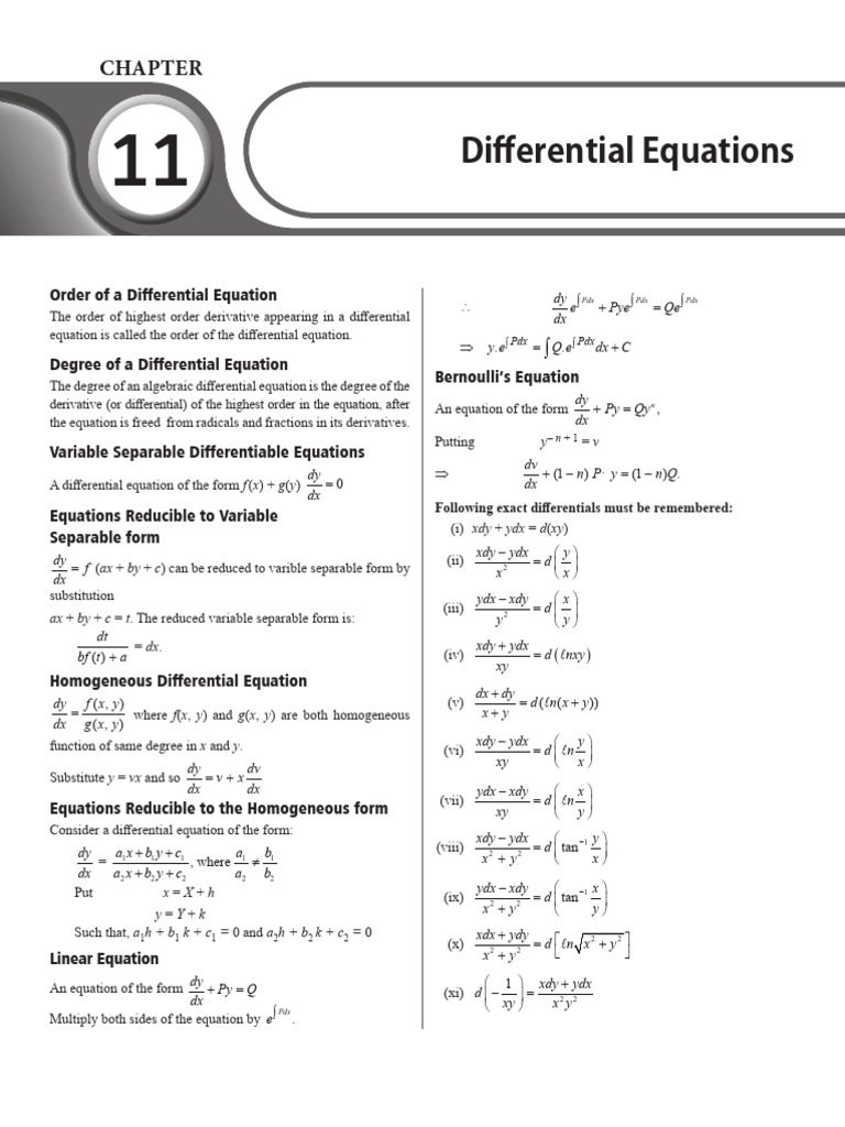 11 Differential Equation | PDF | Equations | Differential Calculus