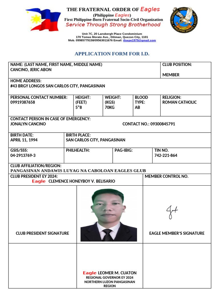 Tfoepemembership and Id Form | PDF | Philippines