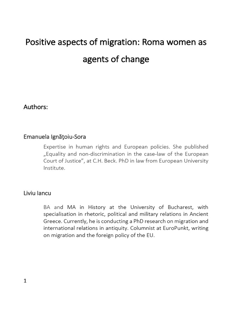 Roma Women As Agents of Change PDF Romani People Human Migration
