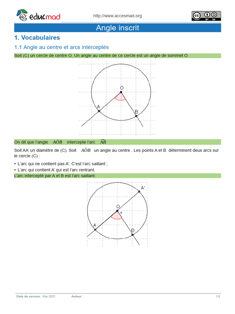 Angle Inscrit0 | PDF | Angle | Mathématiques élémentaires