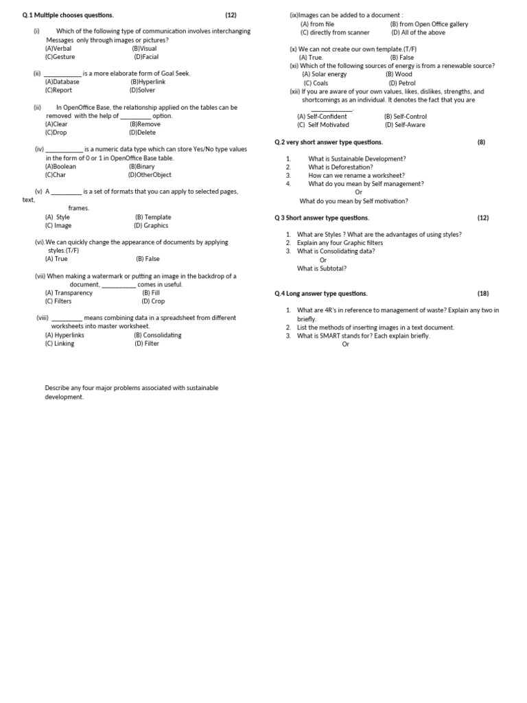 Multiple Choice and Short Answer Questions | PDF | Computing