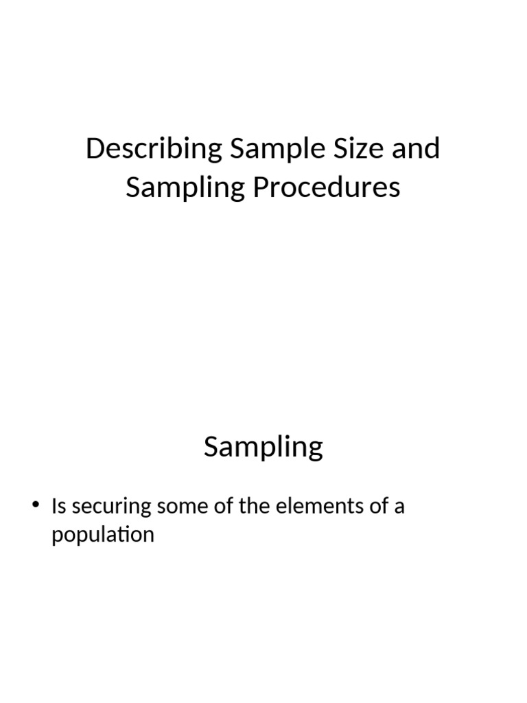 7 Describing Sample Size and Sampling Procedures | PDF | Sampling ...