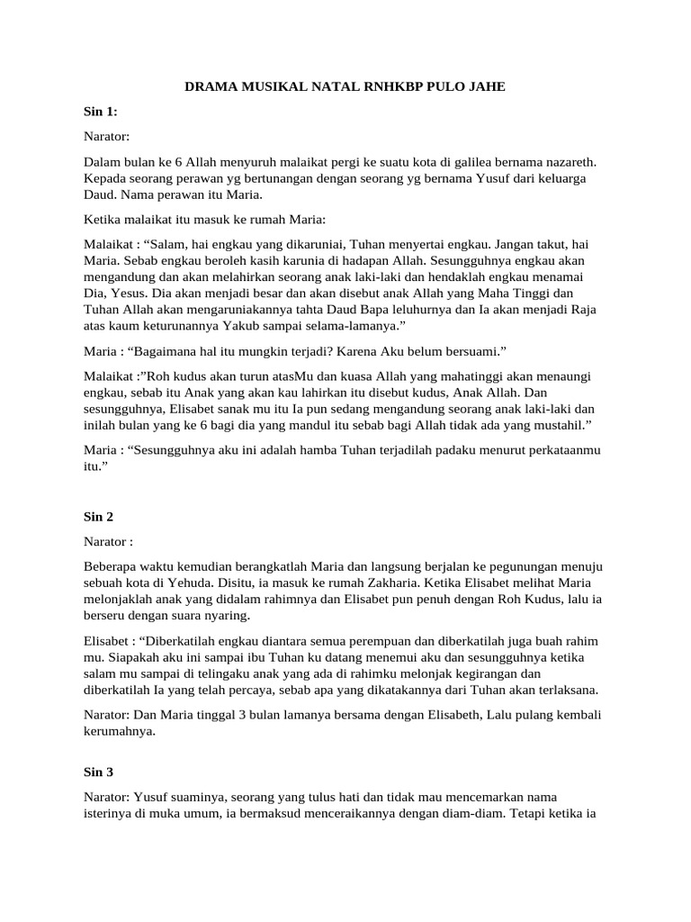 Drama Musikal Natal RNHKBP Pulo Jahe | PDF