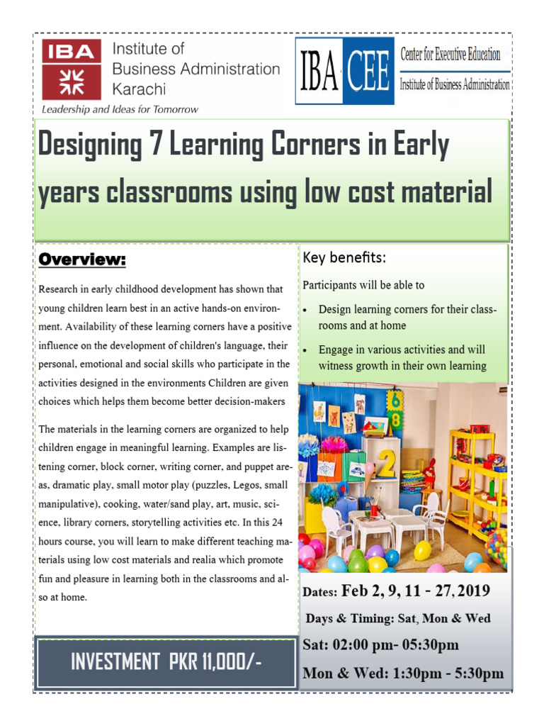 Designing 7 Learning Cornersin Earlyyearsclassrooms | PDF | Learning ...