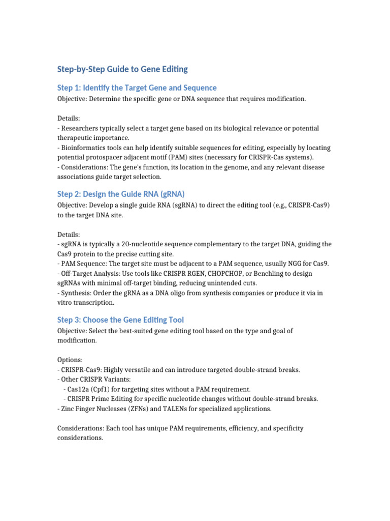 CRISPR Gene Editing: A Step-by-Step Guide | PDF | Crispr | Gene