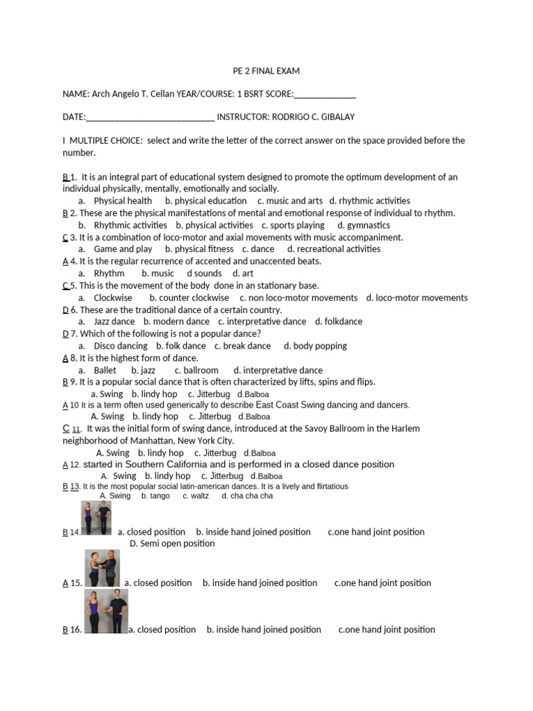 Pe 2 final exam 1 pdf dances ballroom dance