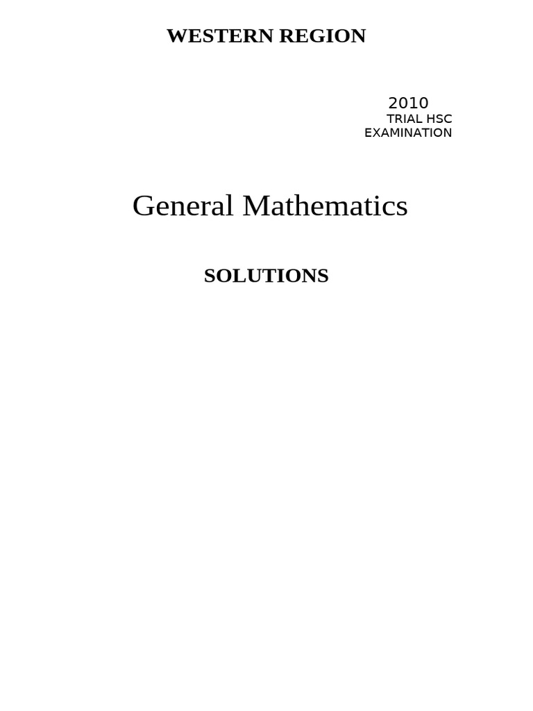 2010 HSC General Maths Solutions | PDF | Mean | Mathematics