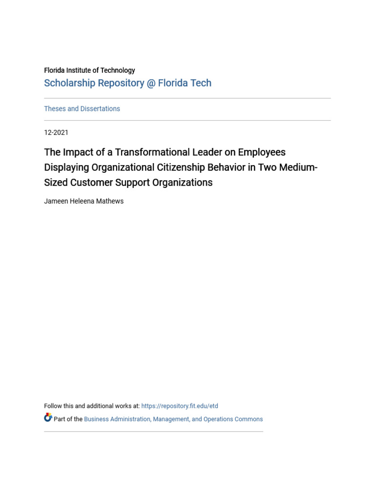 The Impact of A Transformational Leader On Employees Displaying O | PDF ...