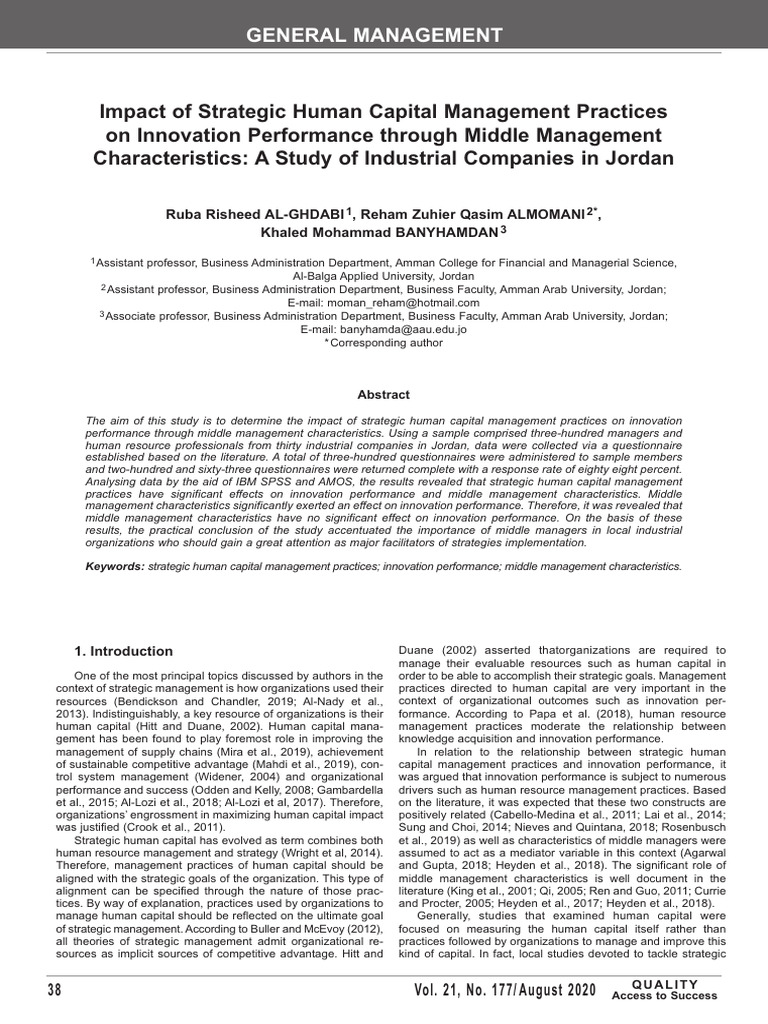 Human Capital's Role in Innovation Performance | PDF | Human Capital ...
