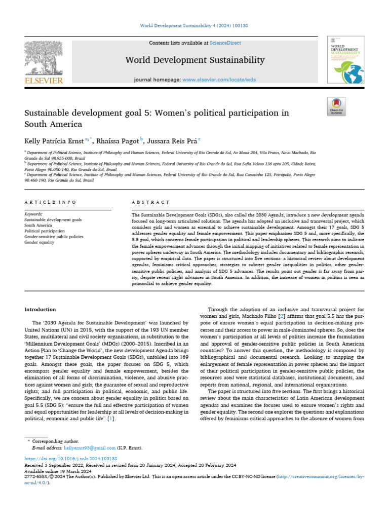 Women's Political Participation in South America | PDF | Gender Studies ...